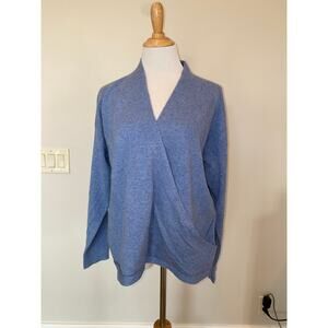 Sundance Cashmere Faux Wrap Sweater Blue L/S Size Large?